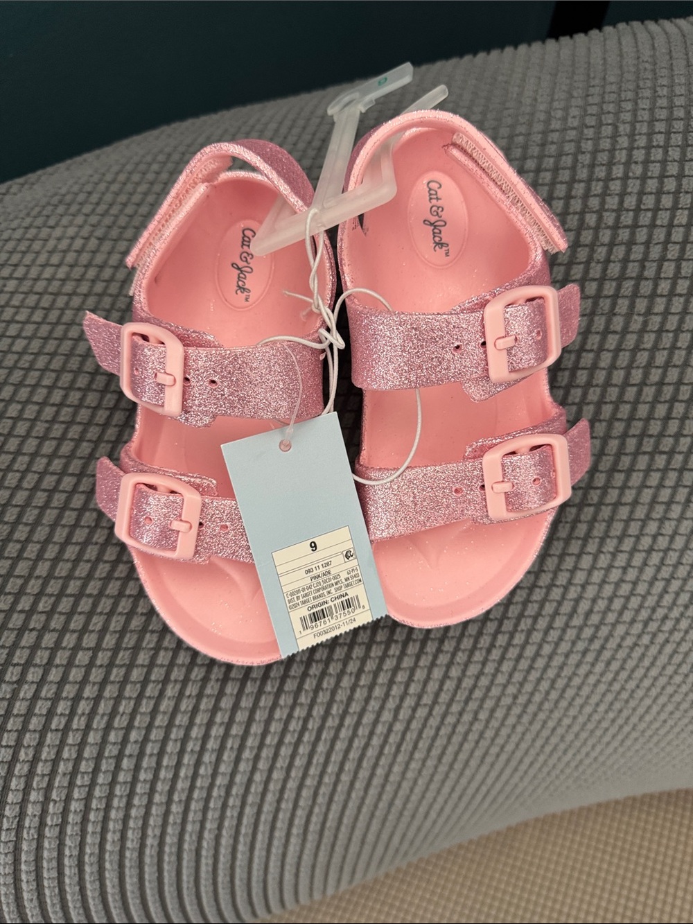 Cat & Jack Glitter Pink Buckle Sandals